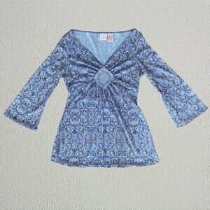 Purple paisley top lettuce hem fairy boho chic hippie Y2K bohemian